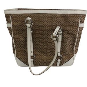 Coach Tan and White Shoulder Bag F11527
